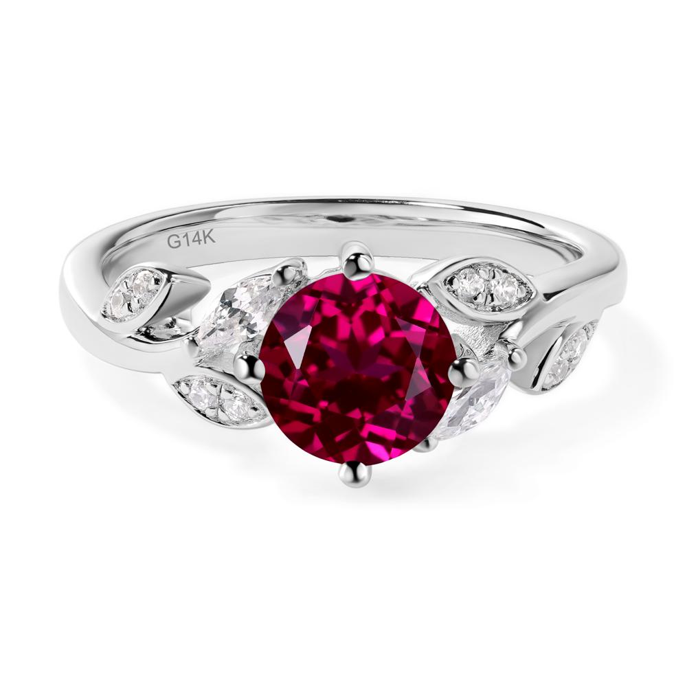 Vine Leaf Ruby Engagement Ring - LUO Jewelry #metal_14k white gold