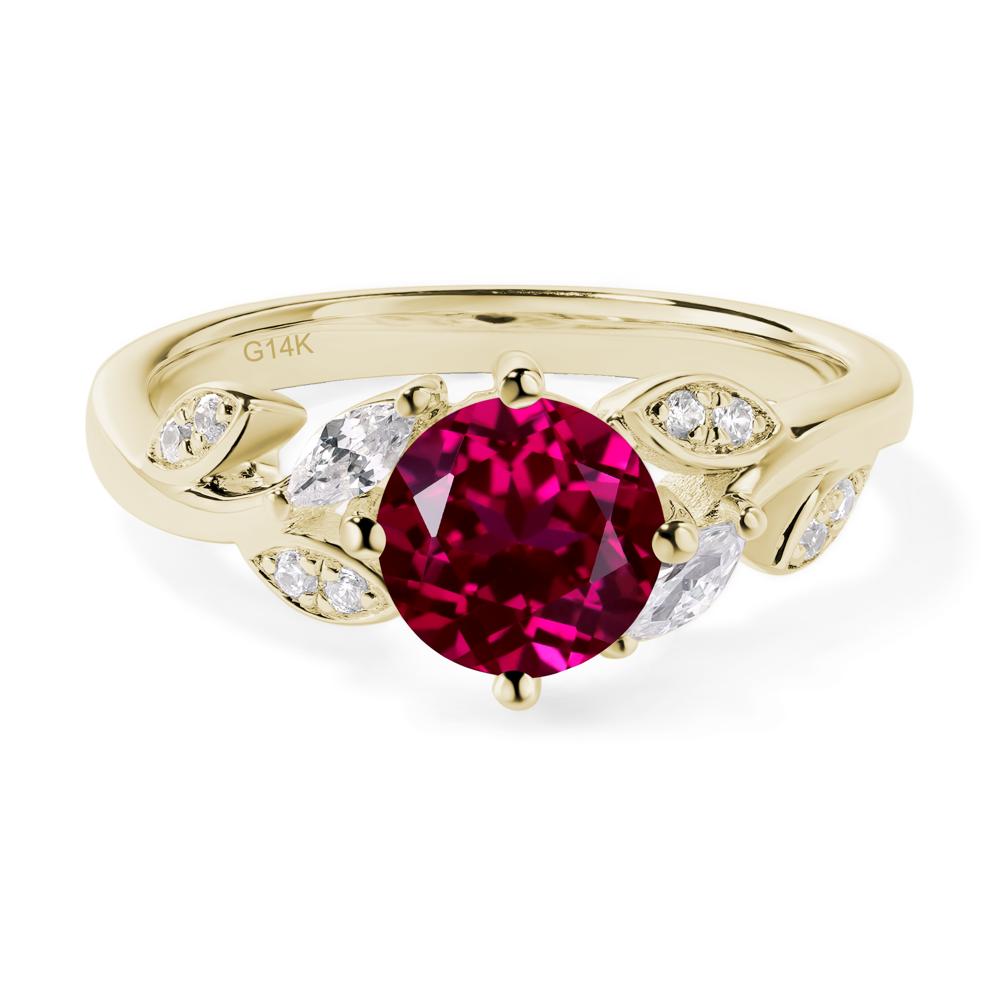 Vine Leaf Ruby Engagement Ring - LUO Jewelry #metal_14k yellow gold