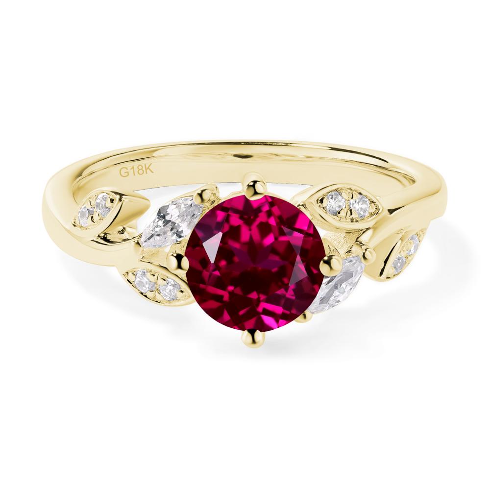 Vine Leaf Ruby Engagement Ring - LUO Jewelry #metal_18k yellow gold