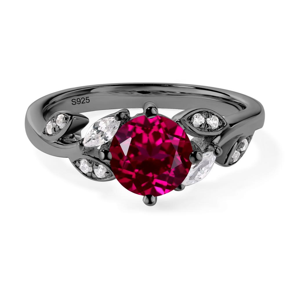 Vine Leaf Ruby Engagement Ring - LUO Jewelry #metal_black finish sterling silver