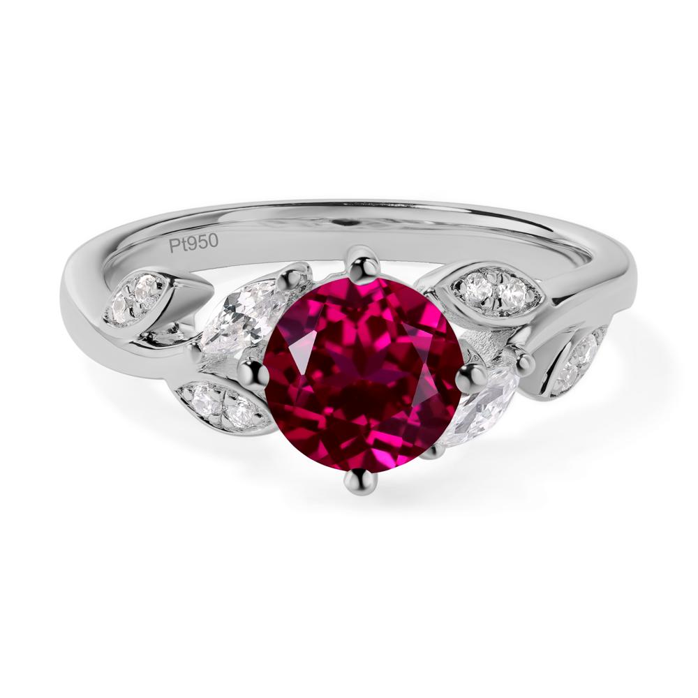 Vine Leaf Ruby Engagement Ring - LUO Jewelry #metal_platinum