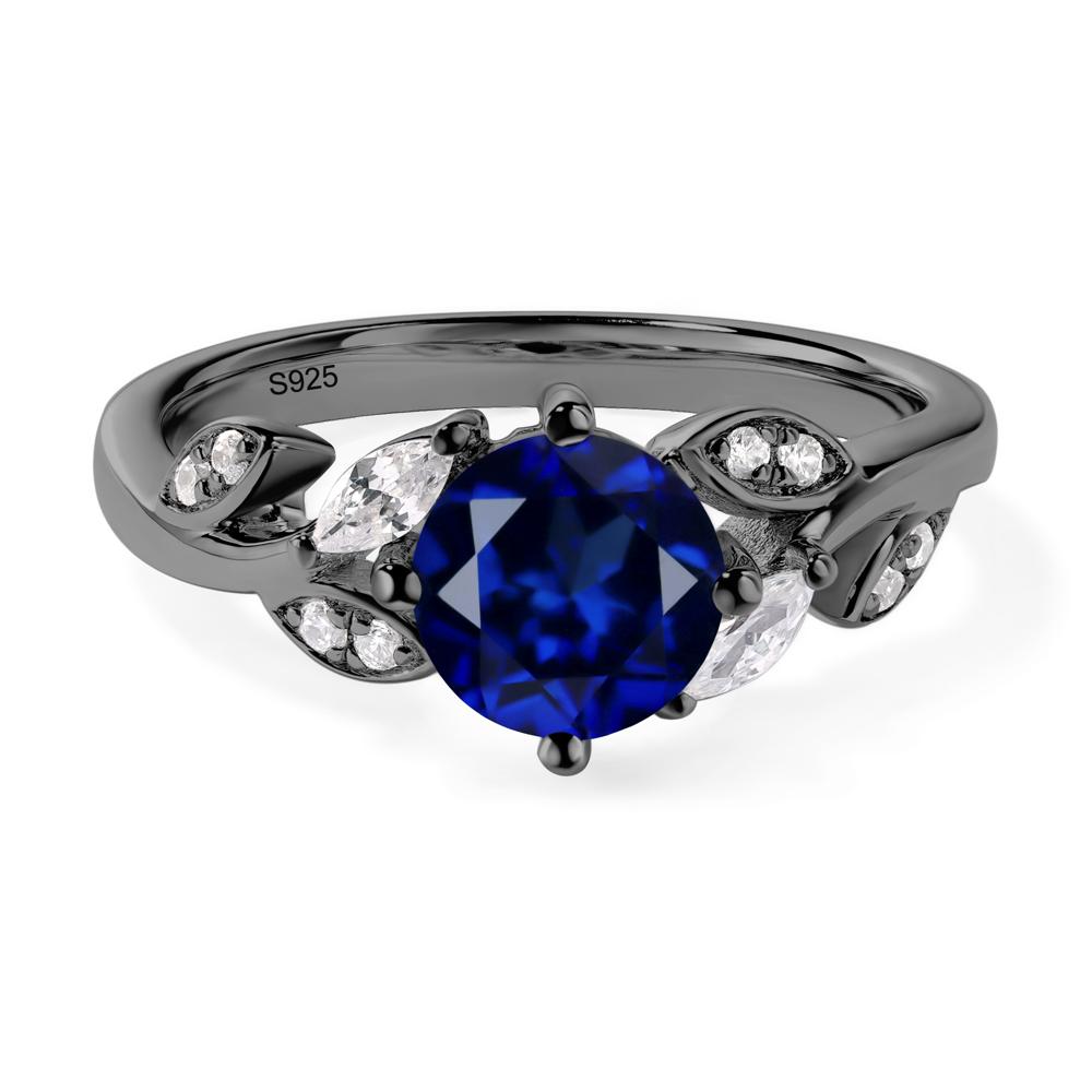 Vine Leaf Sapphire Engagement Ring - LUO Jewelry #metal_black finish sterling silver