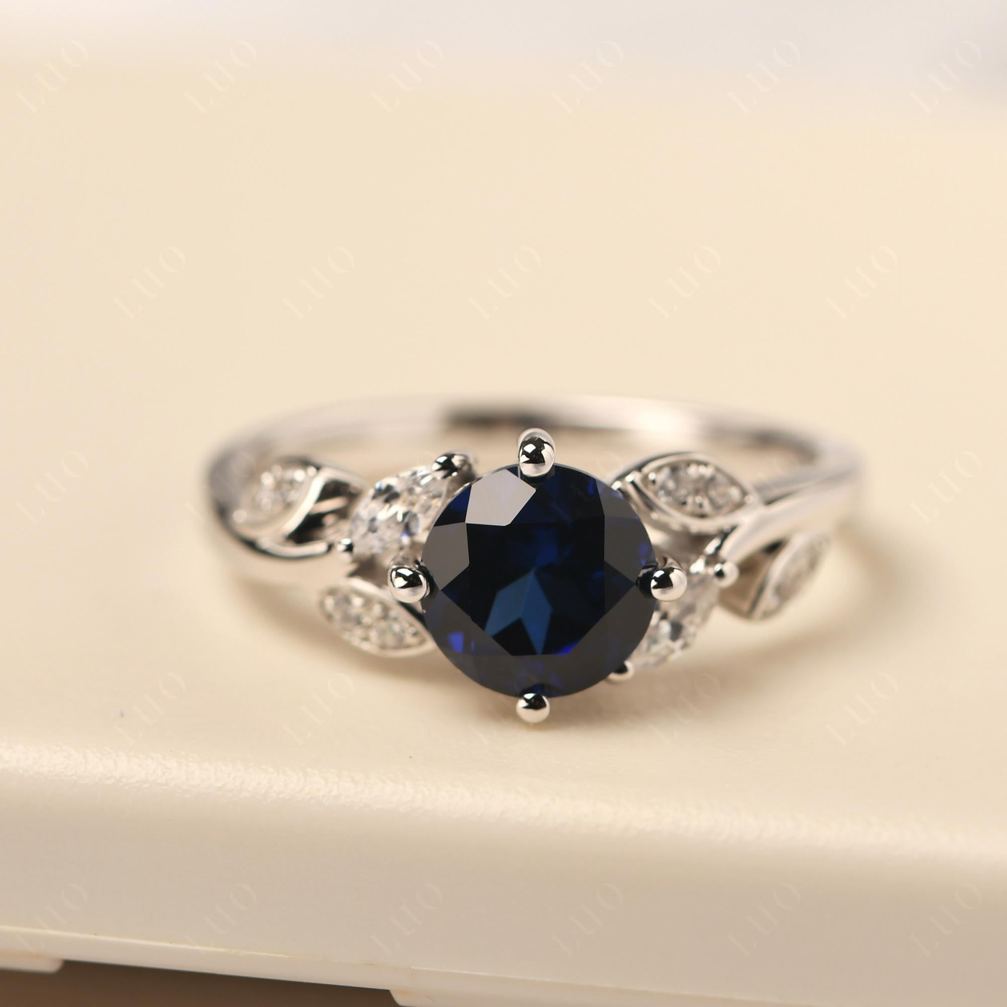 Vine Leaf Sapphire Engagement Ring - LUO Jewelry