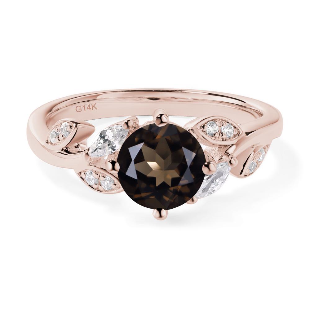 Vine Leaf Smoky Quartz Engagement Ring - LUO Jewelry #metal_14k rose gold