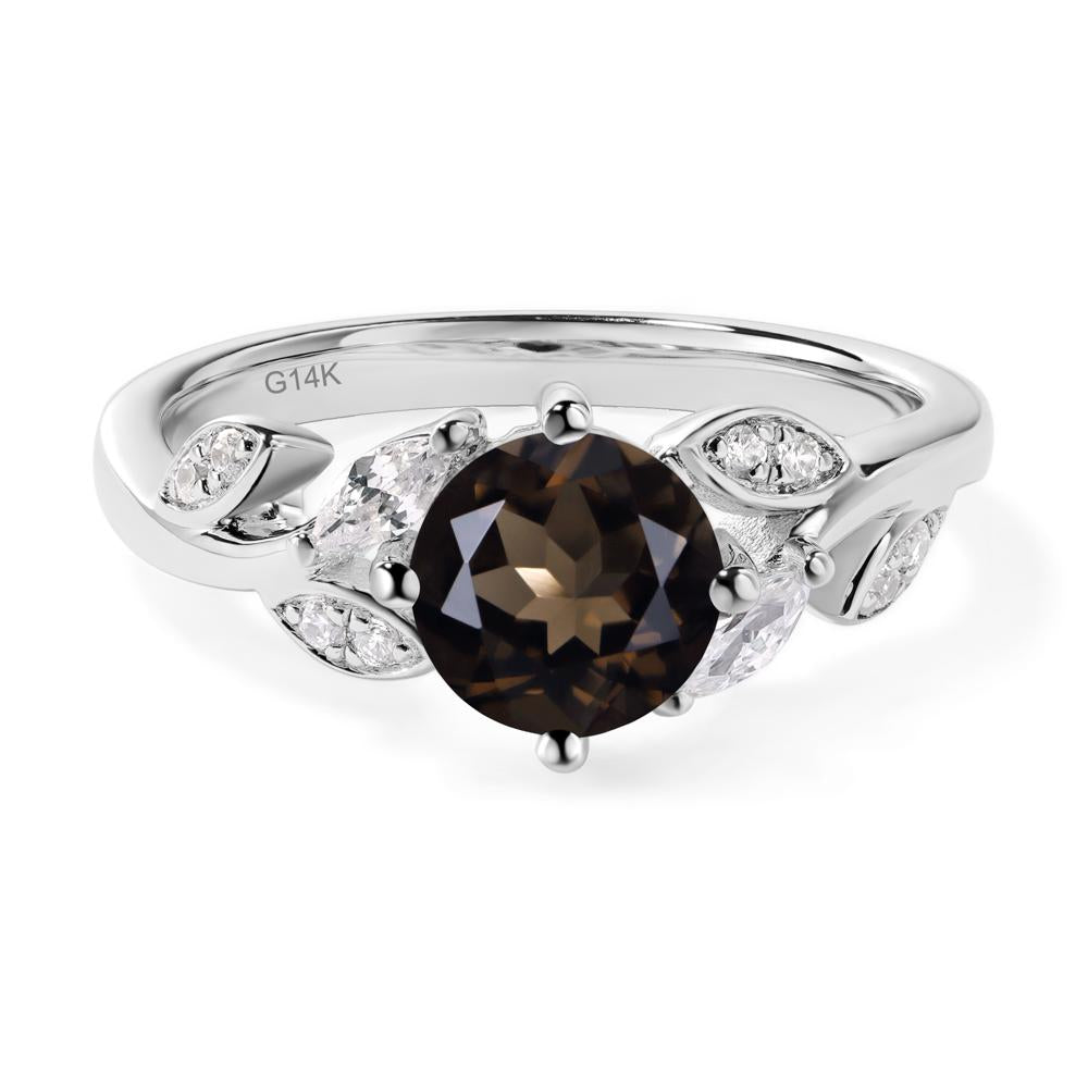 Vine Leaf Smoky Quartz Engagement Ring - LUO Jewelry #metal_14k white gold