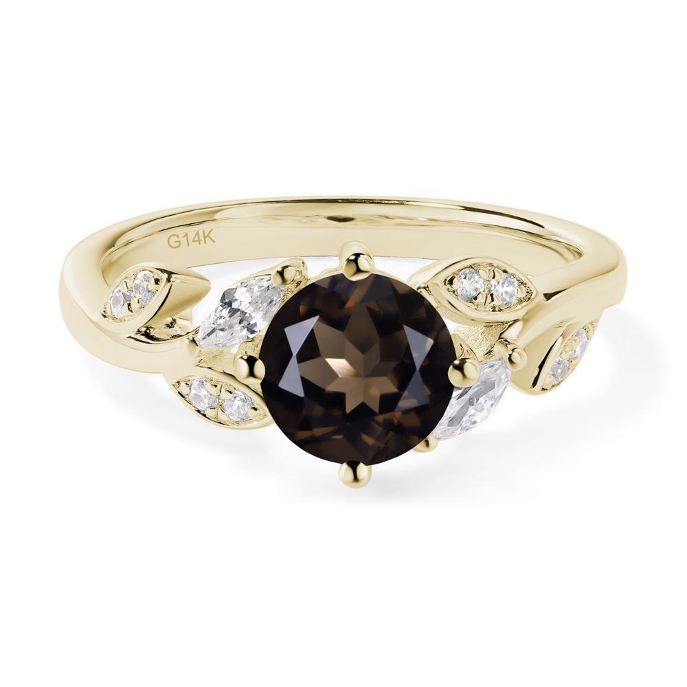 Vine Leaf Smoky Quartz Engagement Ring - LUO Jewelry #metal_14k yellow gold