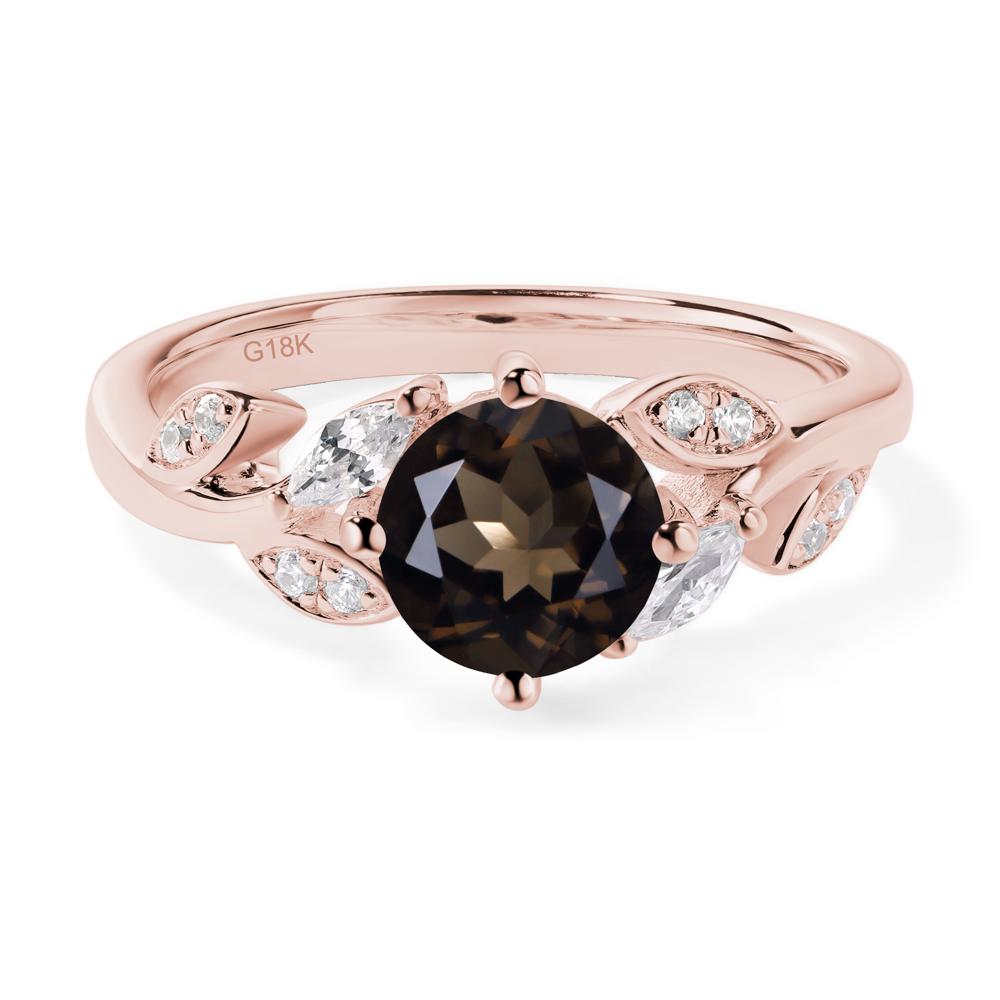 Vine Leaf Smoky Quartz Engagement Ring - LUO Jewelry #metal_18k rose gold