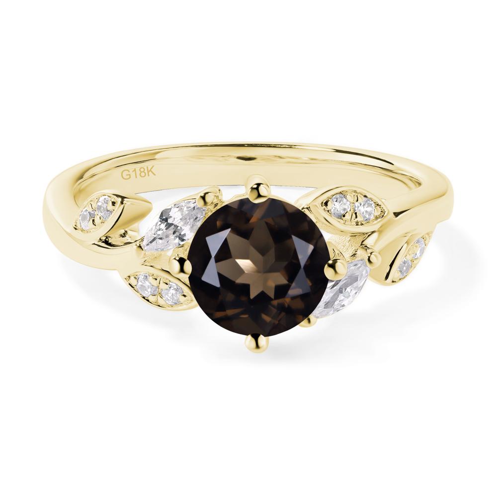 Vine Leaf Smoky Quartz Engagement Ring - LUO Jewelry #metal_18k yellow gold