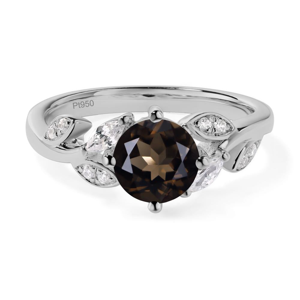 Vine Leaf Smoky Quartz Engagement Ring - LUO Jewelry #metal_platinum