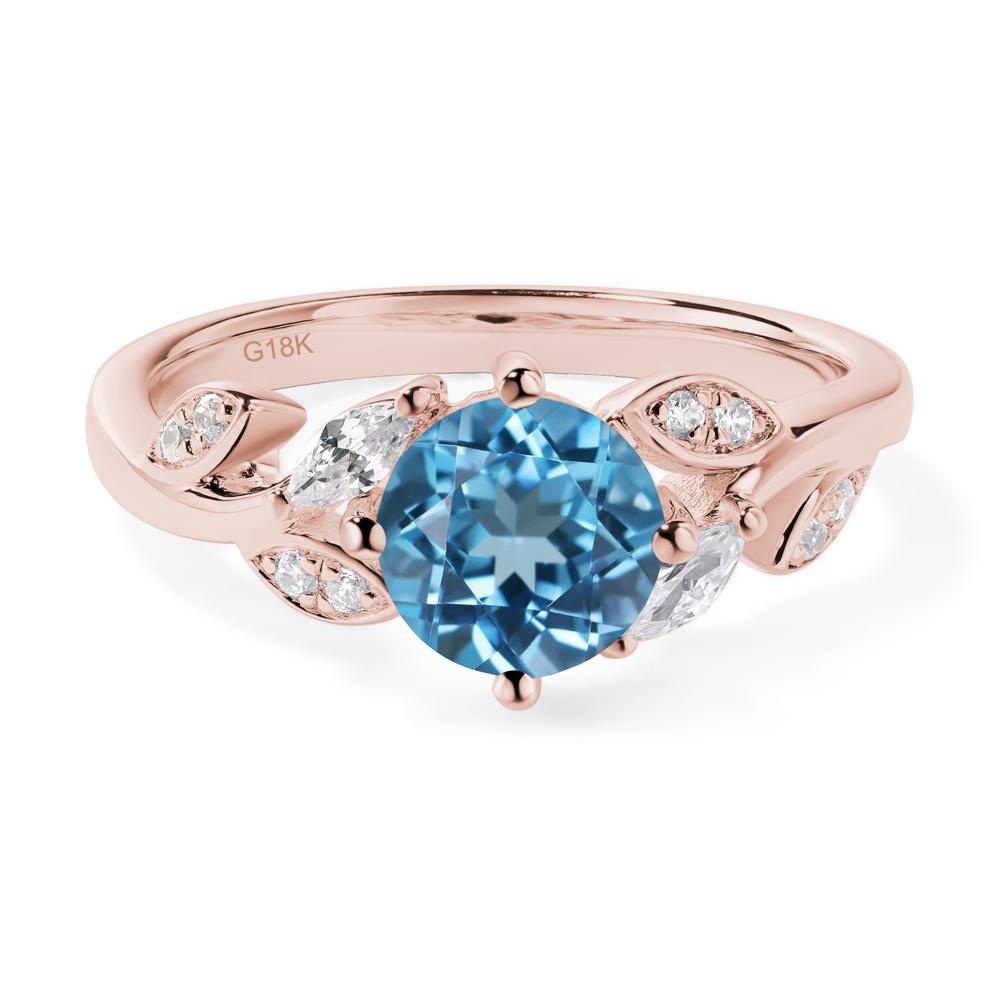 Vine Leaf Swiss Blue Topaz Engagement Ring - LUO Jewelry #metal_18k rose gold