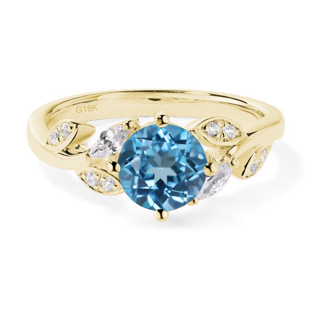 Vine Leaf Swiss Blue Topaz Engagement Ring - LUO Jewelry #metal_18k yellow gold