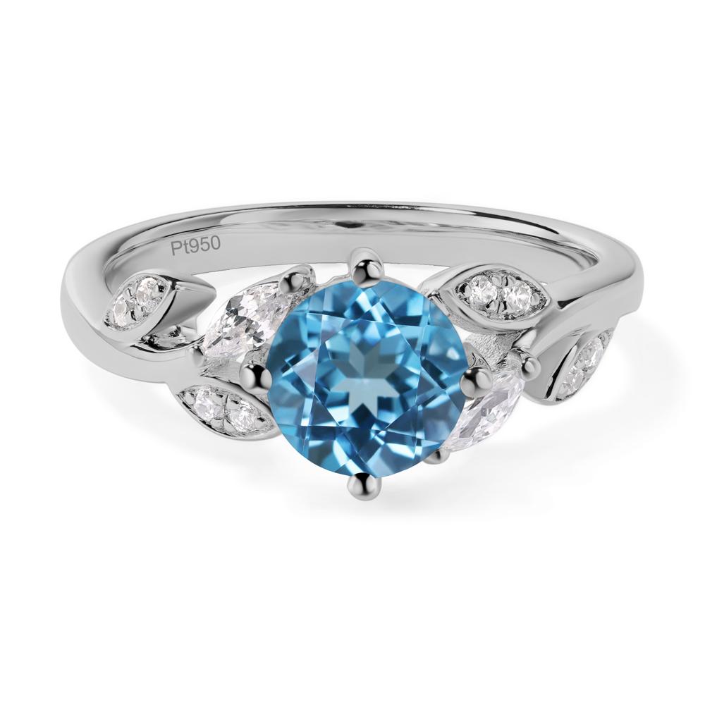 Vine Leaf Swiss Blue Topaz Engagement Ring - LUO Jewelry #metal_platinum