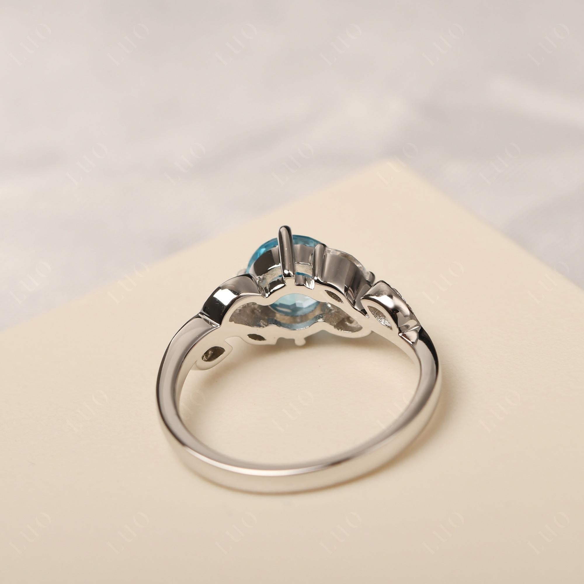 Vine Leaf Swiss Blue Topaz Engagement Ring - LUO Jewelry