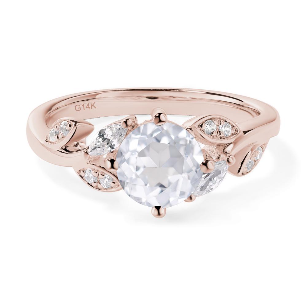 Vine Leaf White Topaz Engagement Ring - LUO Jewelry #metal_14k rose gold