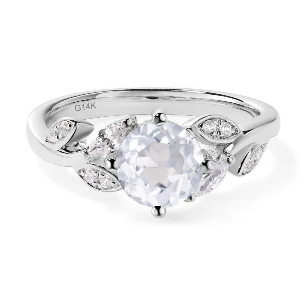 Vine Leaf White Topaz Engagement Ring - LUO Jewelry #metal_14k white gold