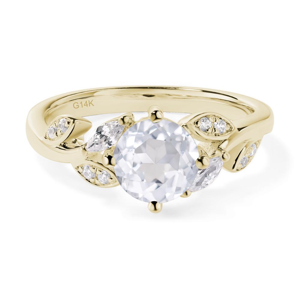 Vine Leaf White Topaz Engagement Ring - LUO Jewelry #metal_14k yellow gold