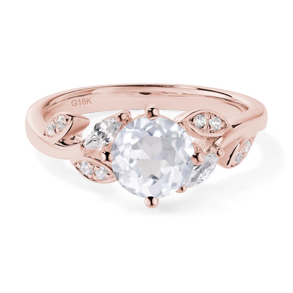 Vine Leaf White Topaz Engagement Ring - LUO Jewelry #metal_18k rose gold