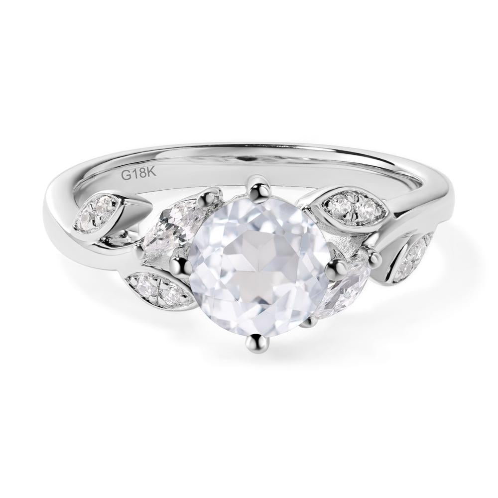 Vine Leaf White Topaz Engagement Ring - LUO Jewelry #metal_18k white gold