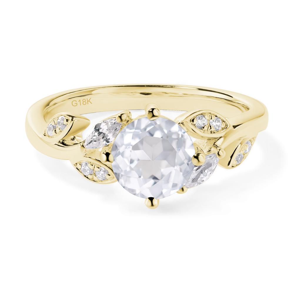 Vine Leaf White Topaz Engagement Ring - LUO Jewelry #metal_18k yellow gold