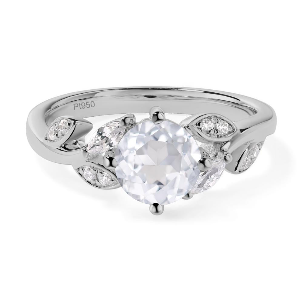 Vine Leaf White Topaz Engagement Ring - LUO Jewelry #metal_platinum