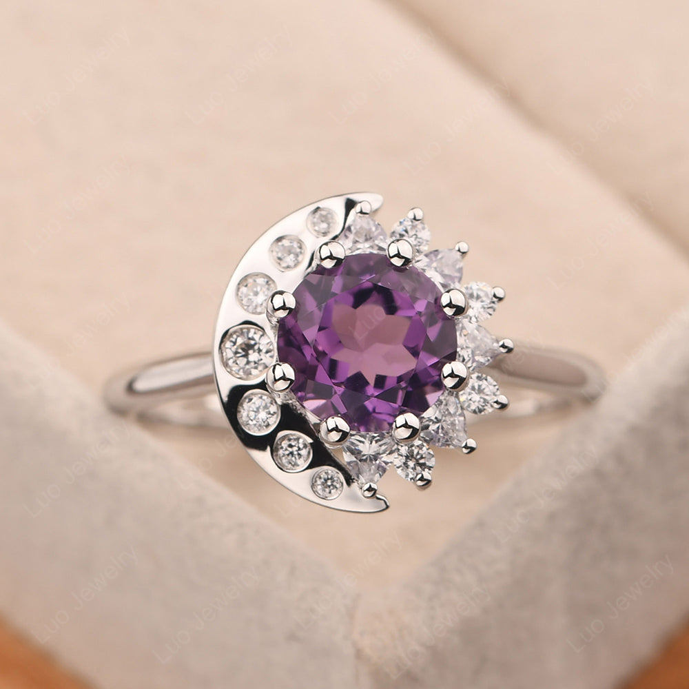 Unique Amethyst Engagement Ring Yellow Gold - LUO Jewelry