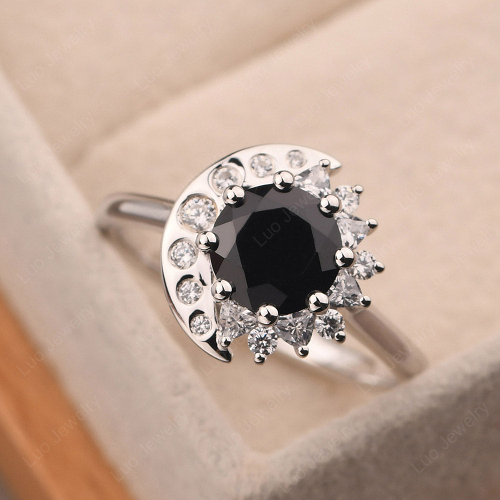 Unique Black Spinel Engagement Ring Yellow Gold - LUO Jewelry