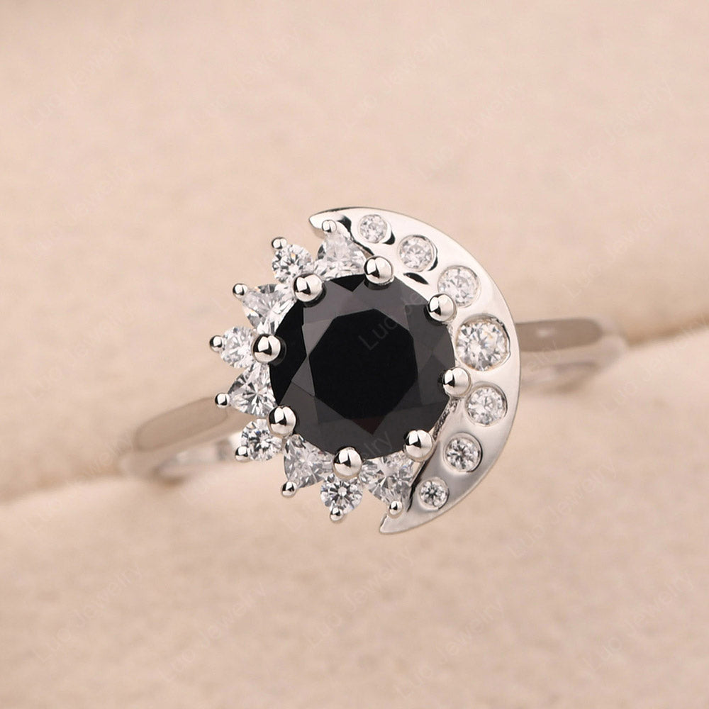 Unique Black Spinel Engagement Ring Yellow Gold - LUO Jewelry