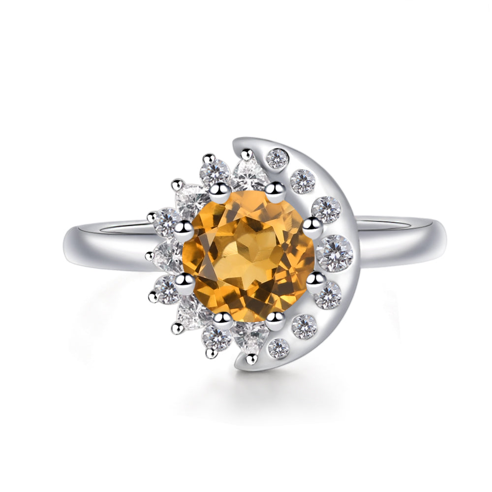 Unique Citrine Engagement Ring Yellow Gold - LUO Jewelry