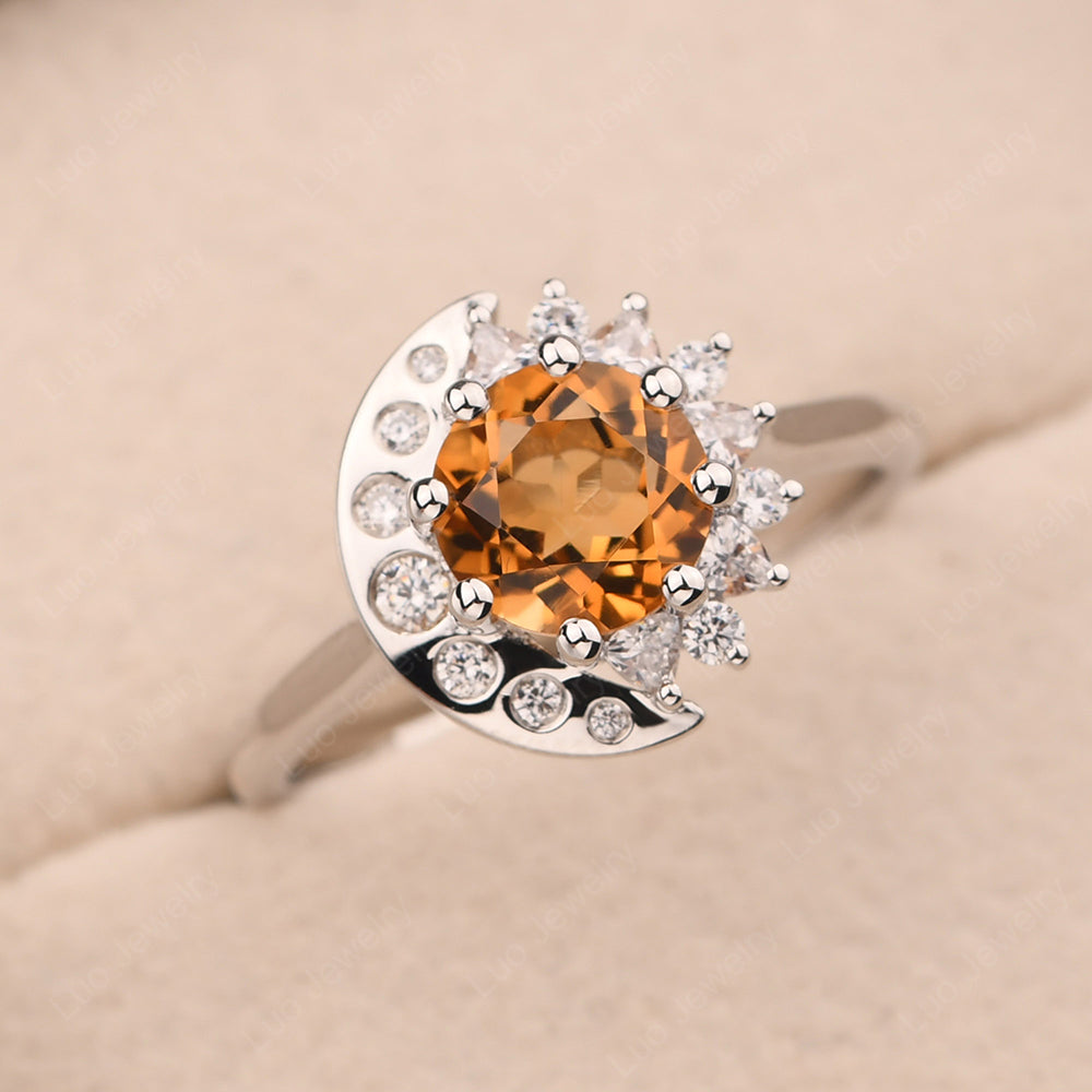 Unique Citrine Engagement Ring Yellow Gold - LUO Jewelry