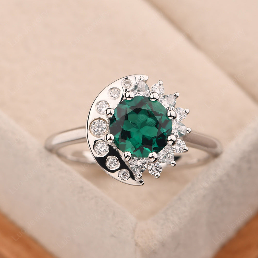 Unique Emerald Engagement Ring Yellow Gold - LUO Jewelry