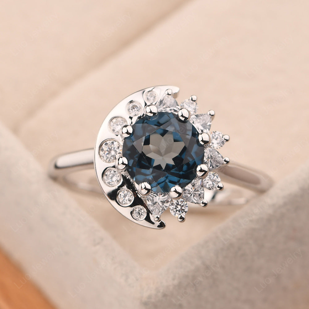 Unique London Blue Topaz Engagement Ring Yellow Gold - LUO Jewelry
