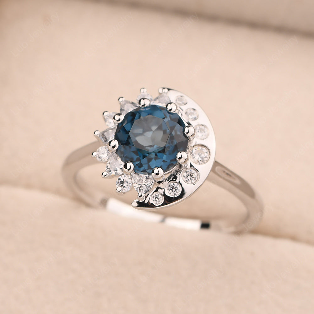 Unique London Blue Topaz Engagement Ring Yellow Gold - LUO Jewelry
