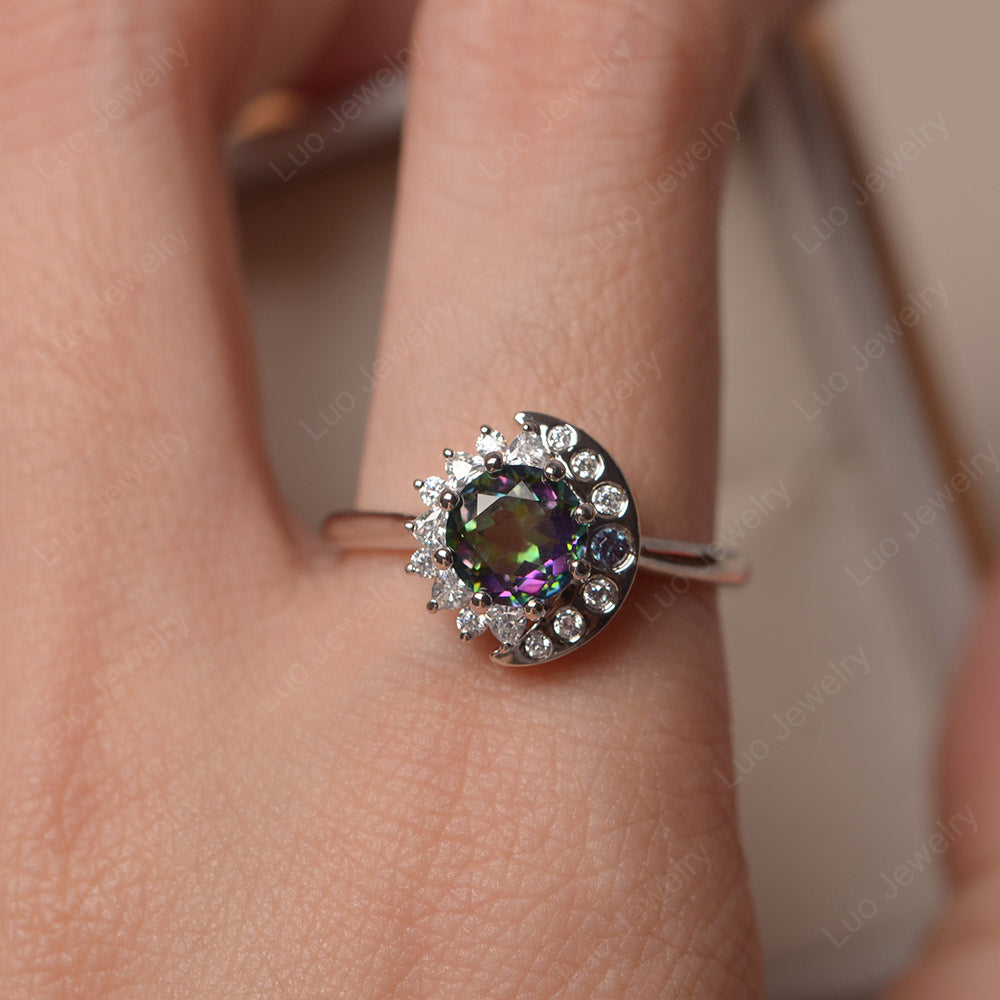 Unique Mystic Topaz Engagement Ring Yellow Gold - LUO Jewelry