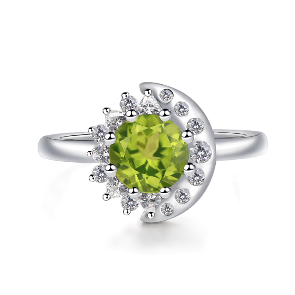 Unique Peridot Engagement Ring Yellow Gold - LUO Jewelry