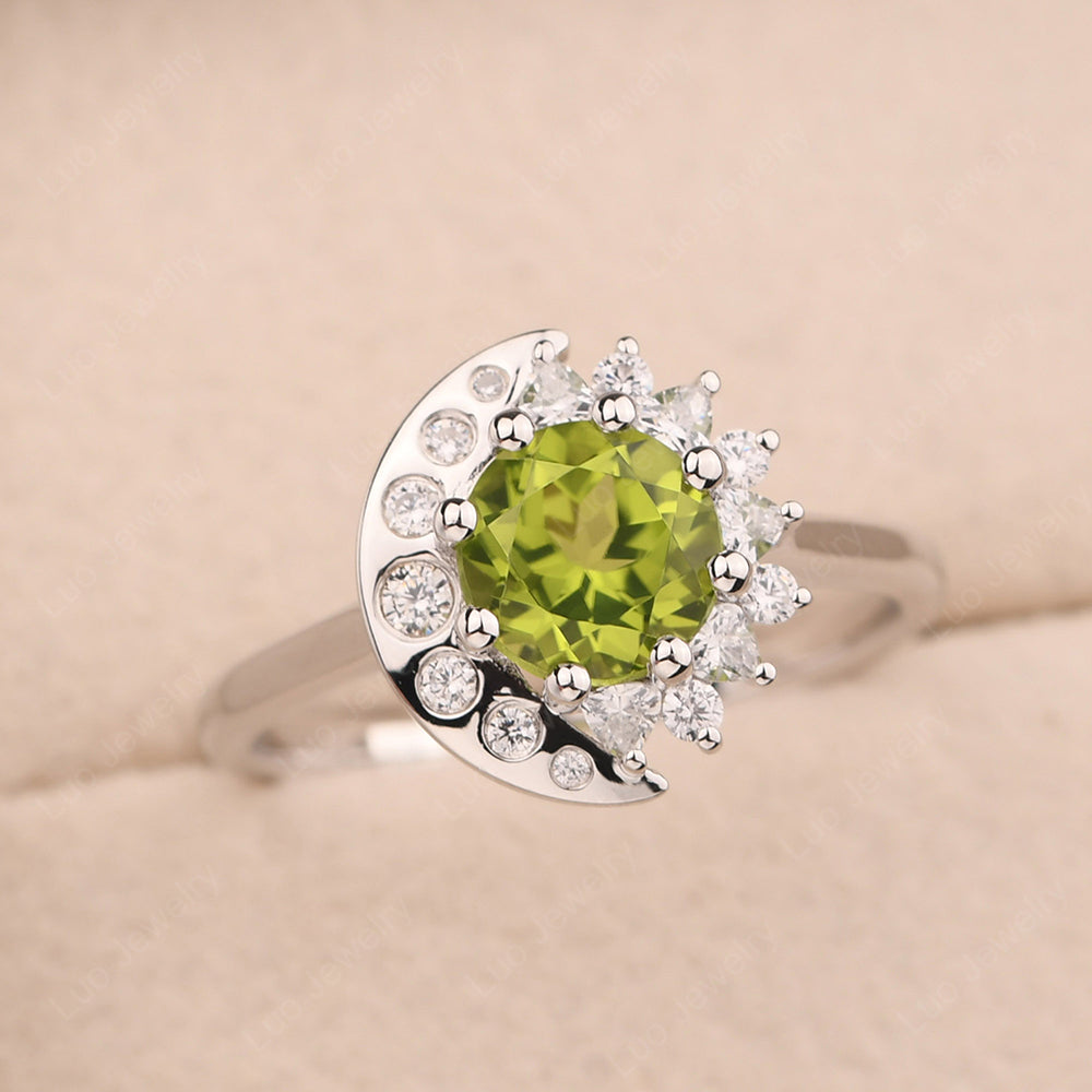 Unique Peridot Engagement Ring Yellow Gold - LUO Jewelry