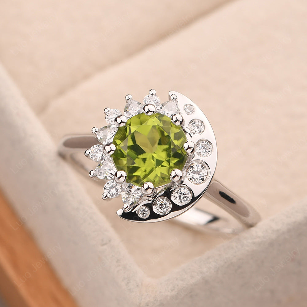 Unique Peridot Engagement Ring Yellow Gold - LUO Jewelry