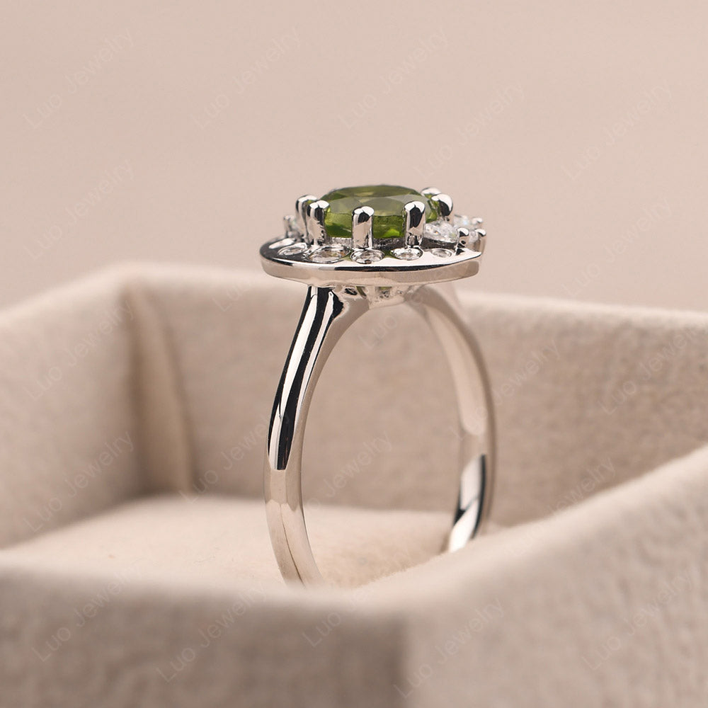 Unique Peridot Engagement Ring Yellow Gold - LUO Jewelry