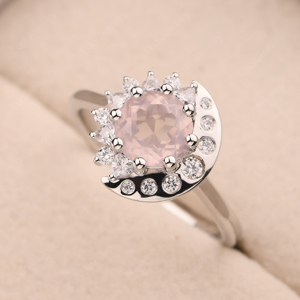 Unique Rose Quartz Engagement Ring Yellow Gold - LUO Jewelry