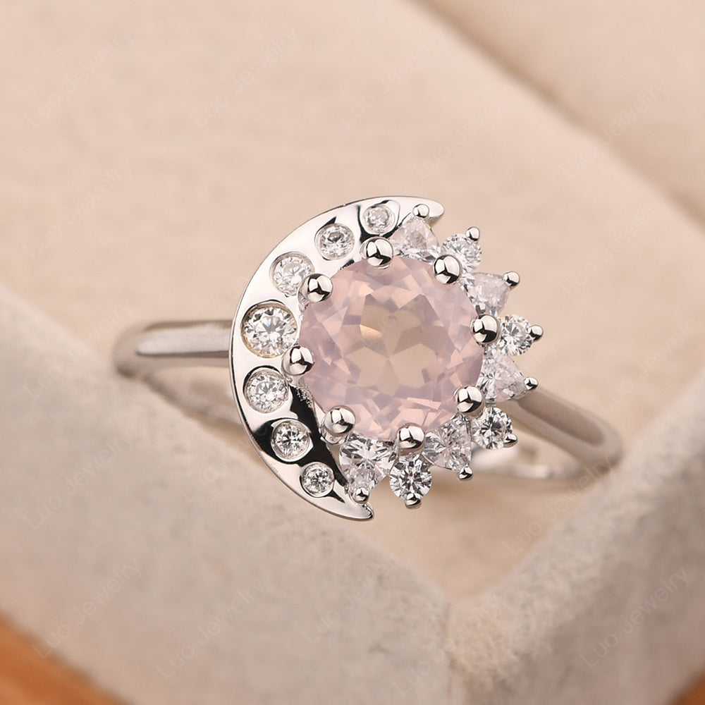 Unique Rose Quartz Engagement Ring Yellow Gold - LUO Jewelry