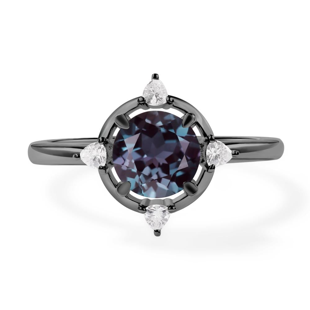 Alexandrite North Star Engagement Ring - LUO Jewelry #metal_black finish sterling silver