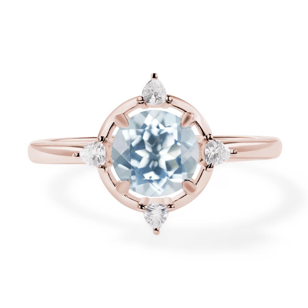 Aquamarine North Star Engagement Ring - LUO Jewelry #metal_14k rose gold