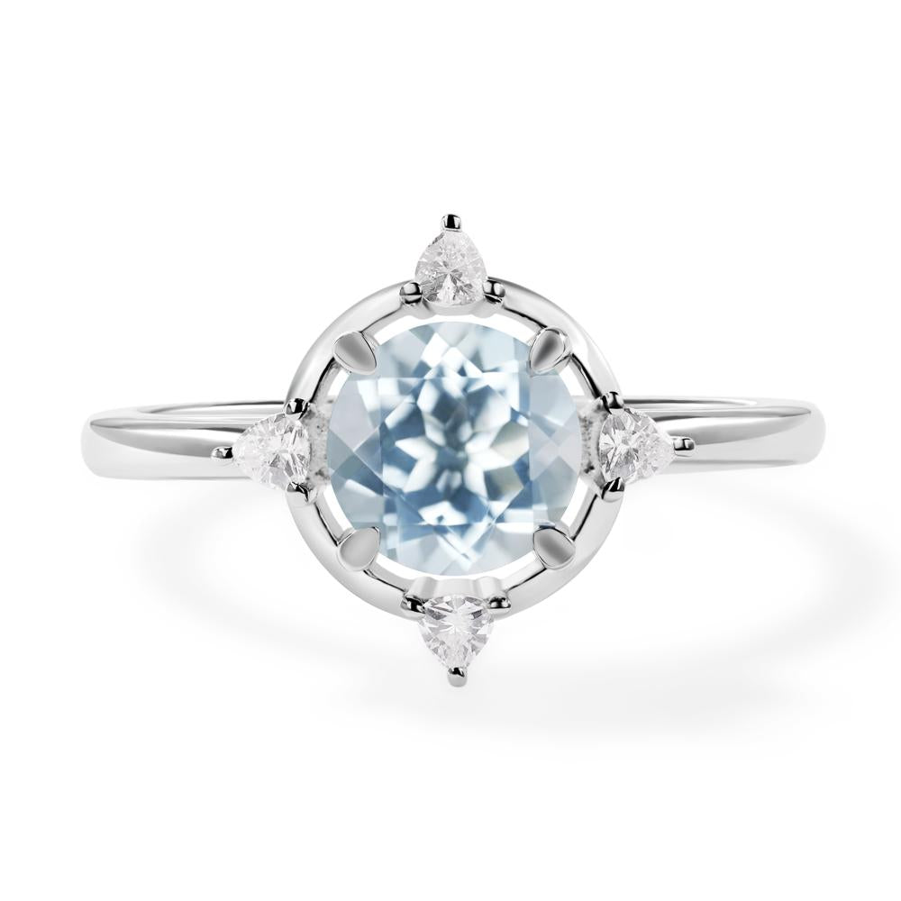 Aquamarine North Star Engagement Ring - LUO Jewelry #metal_14k white gold