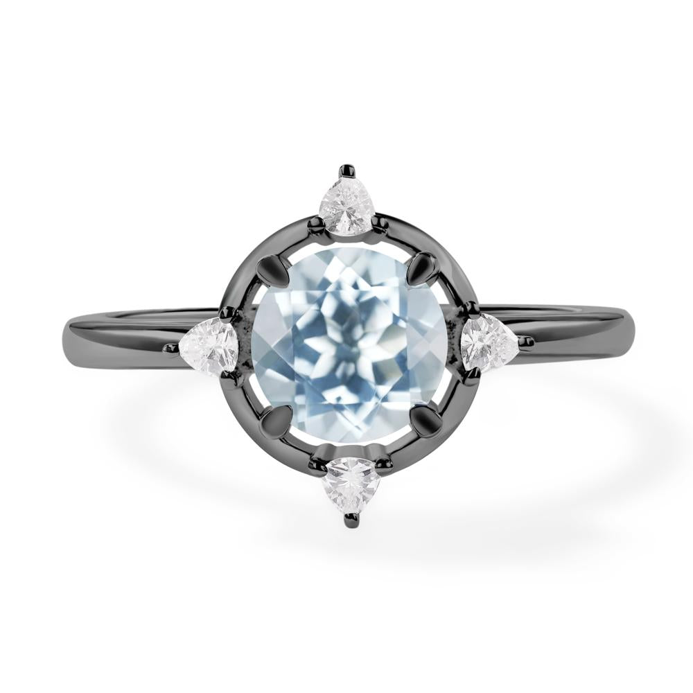 Aquamarine North Star Engagement Ring - LUO Jewelry #metal_black finish sterling silver