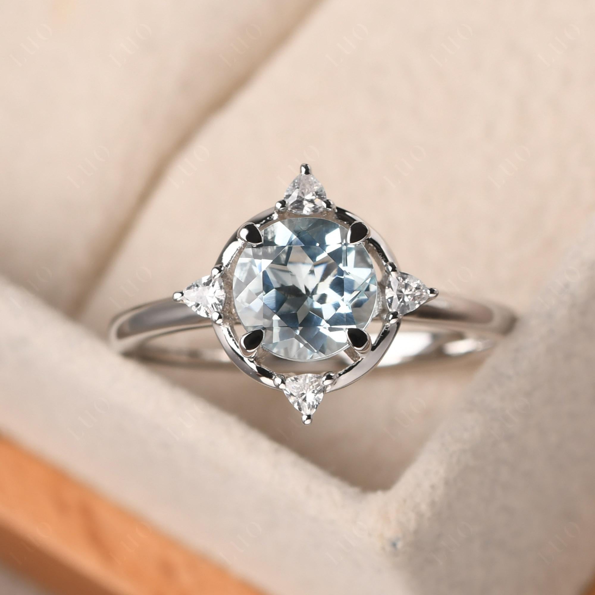 Aquamarine North Star Engagement Ring - LUO Jewelry