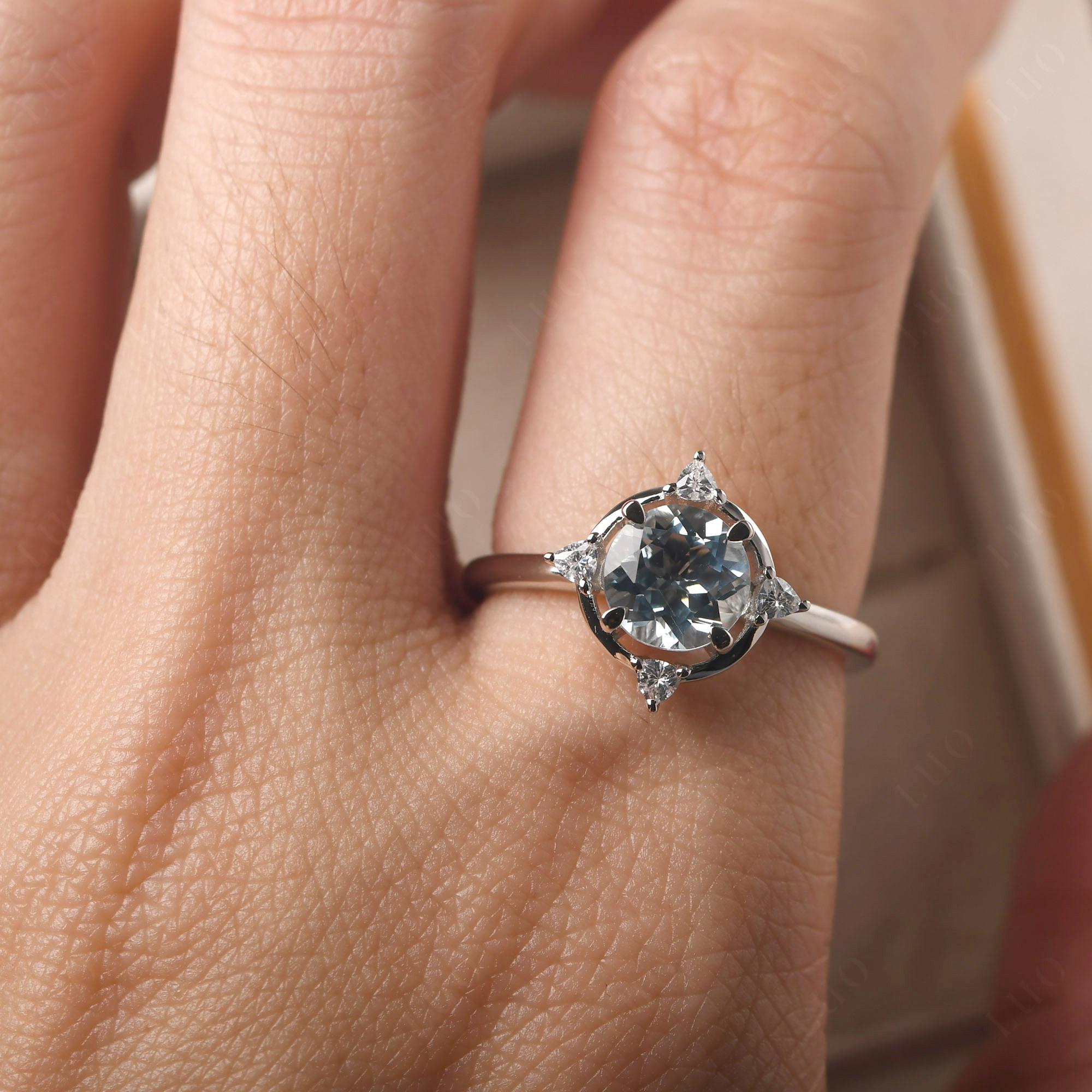 Aquamarine North Star Engagement Ring - LUO Jewelry