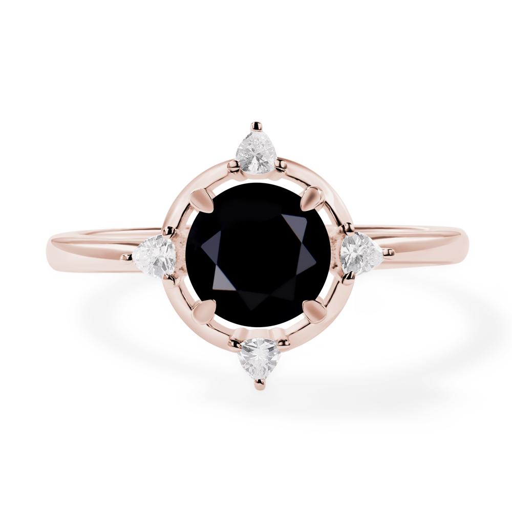 Black Stone North Star Engagement Ring - LUO Jewelry #metal_14k rose gold