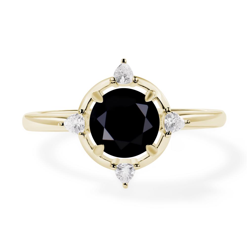 Black Stone North Star Engagement Ring - LUO Jewelry #metal_14k yellow gold