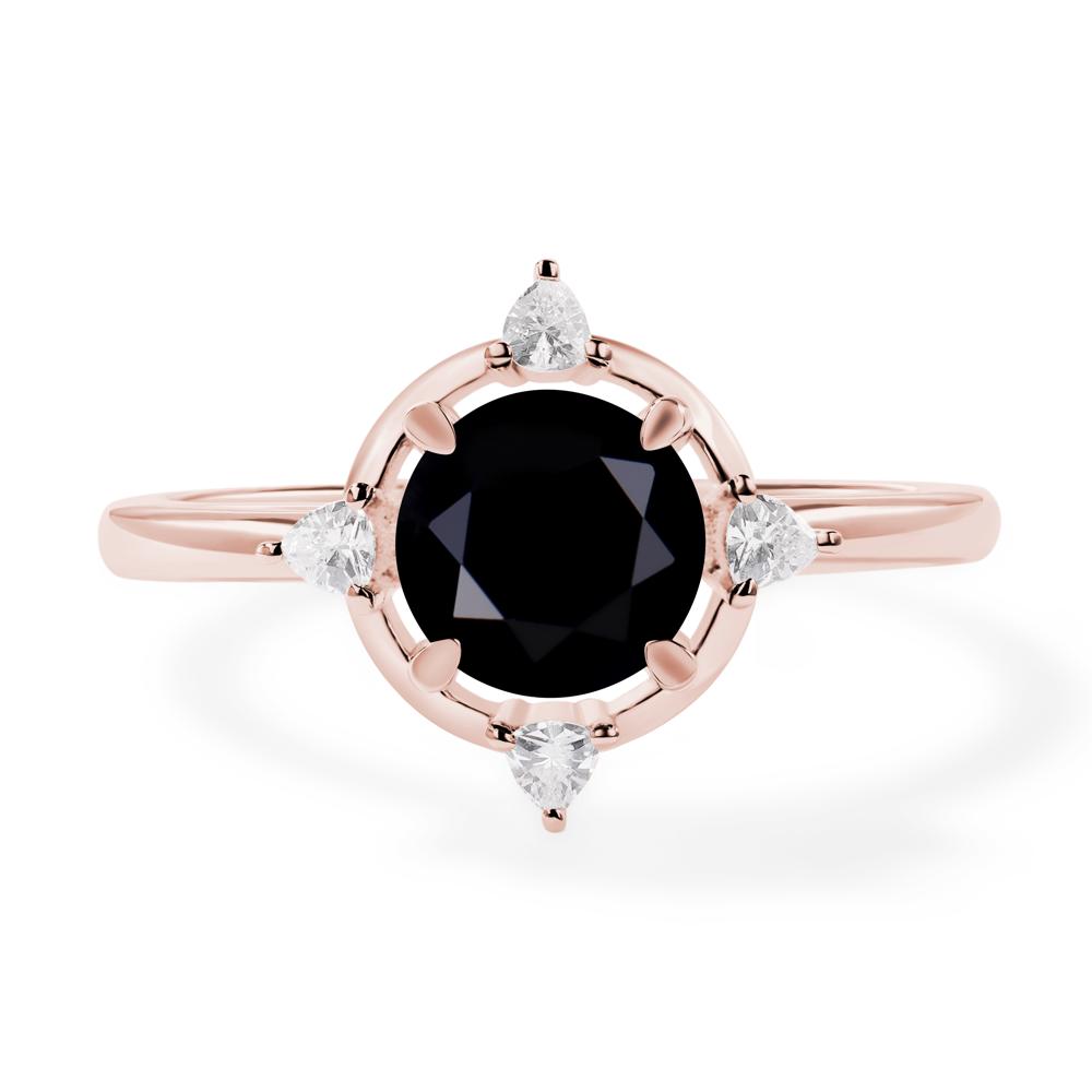 Black Stone North Star Engagement Ring - LUO Jewelry #metal_18k rose gold