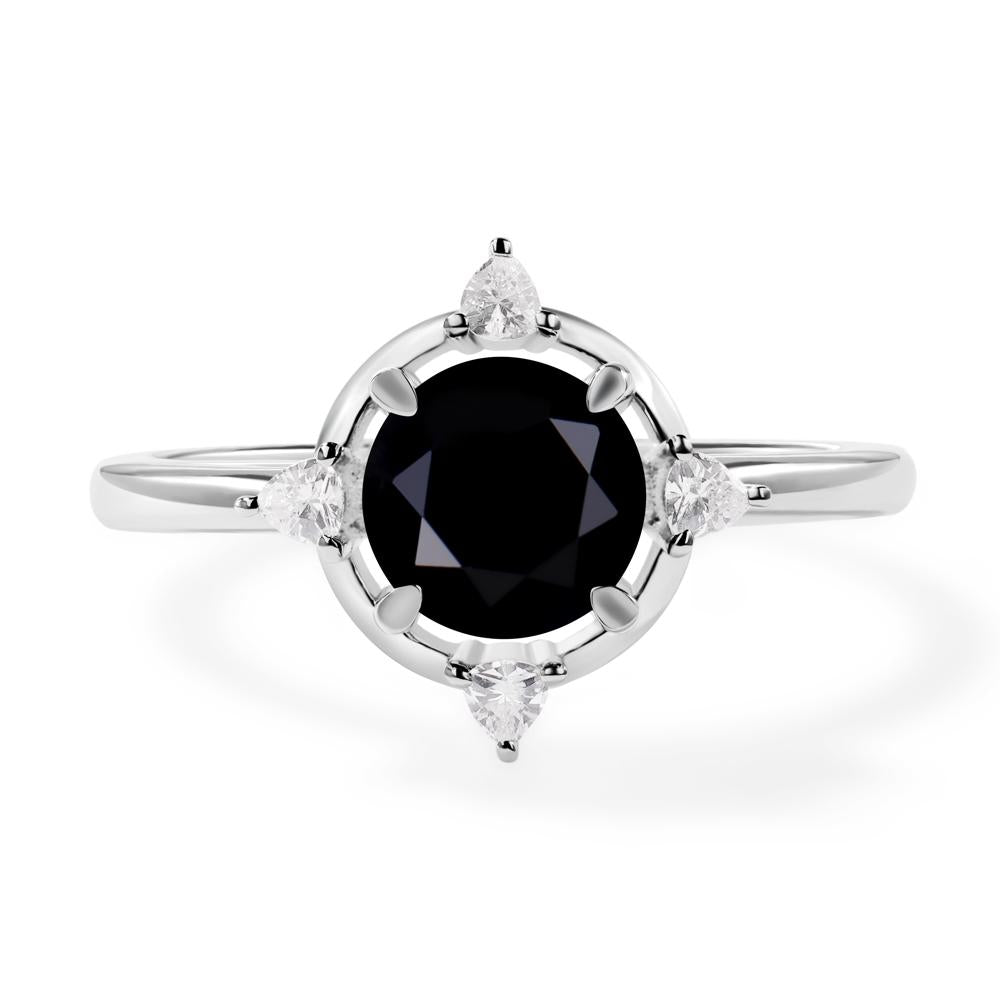 Black Stone North Star Engagement Ring - LUO Jewelry #metal_18k white gold