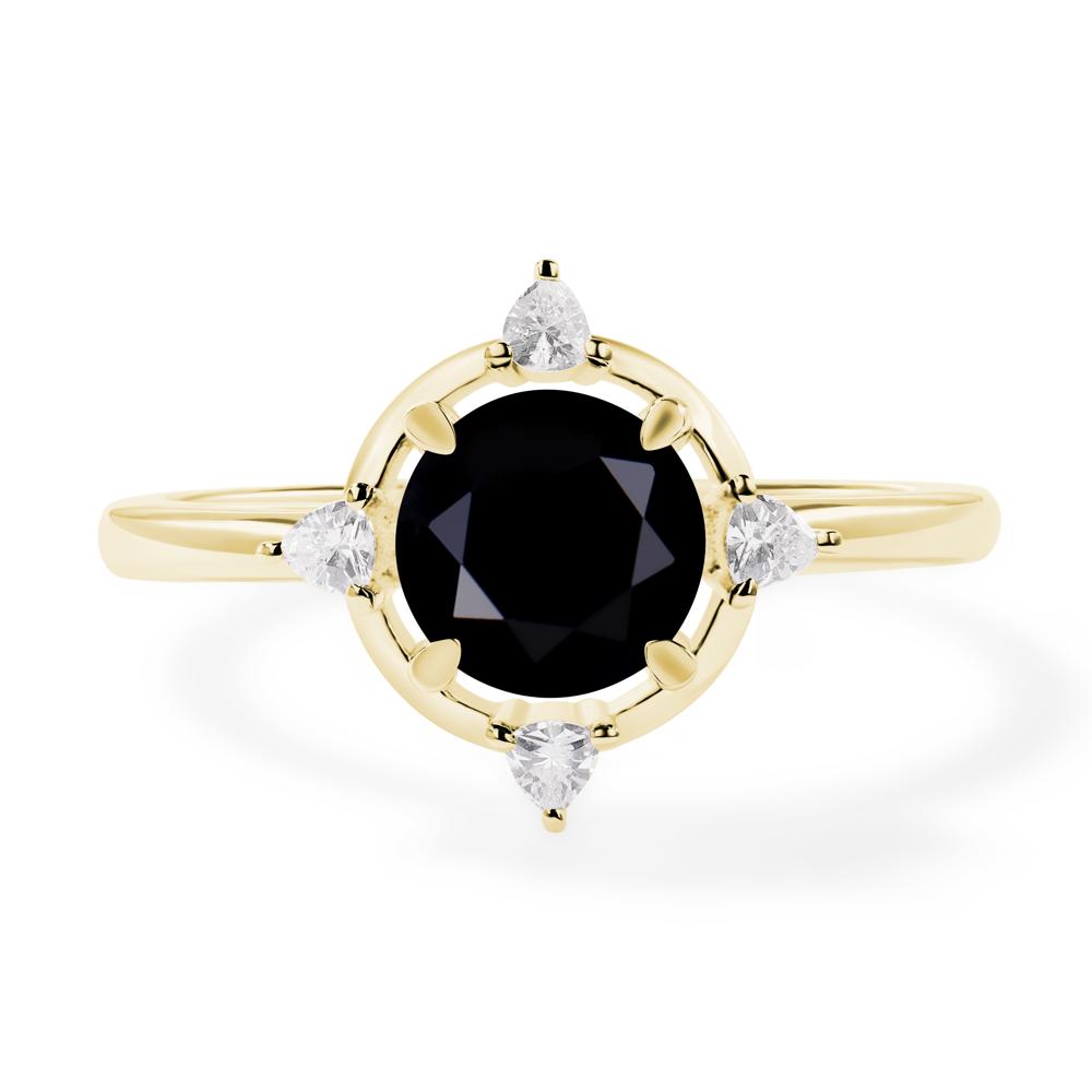 Black Stone North Star Engagement Ring - LUO Jewelry #metal_18k yellow gold